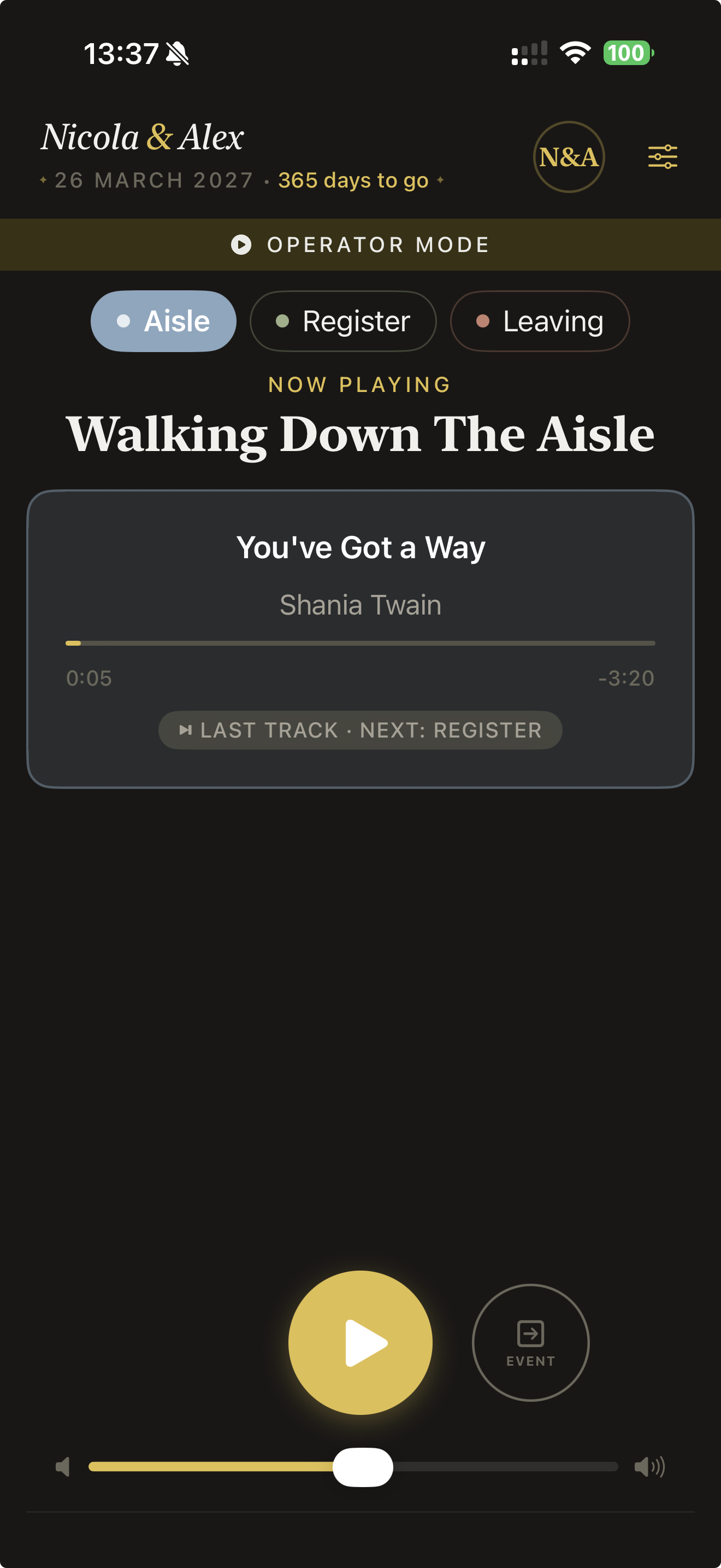 WeddingPlayer Operator Mode